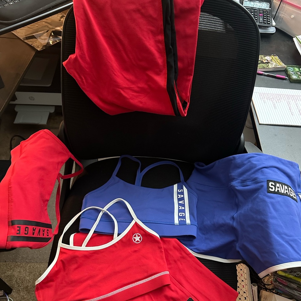 Savage Barbell Red and Blue Activewear Collection